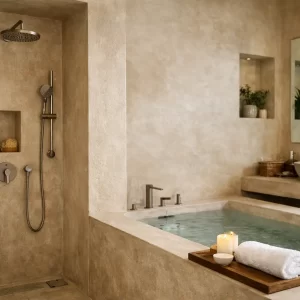 Recubrimiento para baños húmedos con chukum